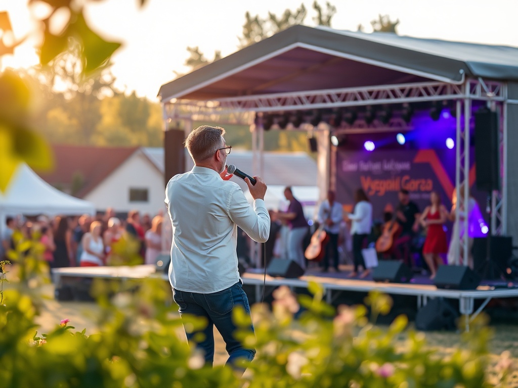 Plakat informacyjny II Gali Disco Polo w Wysokiem Mazowieckiem z logotypami zespołów Mig i Andre